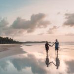 Refleksioner i solnedgangen ved Long Beach