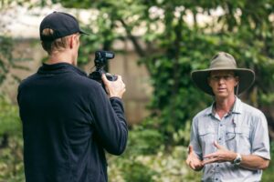 Jefferson på farmen under en optagelse til filmen