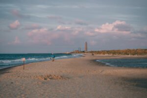Grenen i Skagen om morgenen set fra Grenens spids mod syd