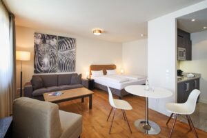 En af lejlighederne på Mondrian Suites Berlin Checkpoint Charlie