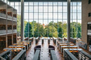 Det berømte panoramavindue på Malmö stadsbibliotek