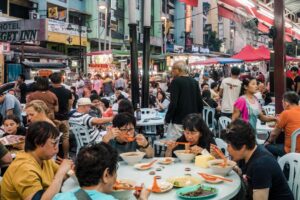 På gademadsmarked i Malaysia