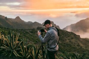 Tenerife solnedgang med tripod og kamera