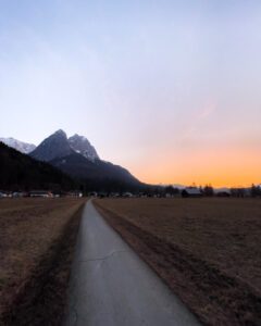 Solnedgang på Hammersbacher Fußweg