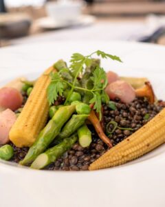 Melkhus linser med grøntsager