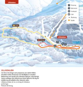 Kort over langrendssporene i Ullådalen