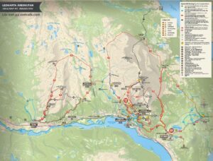 Kort over vandrestierne i Åre