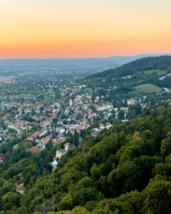 Solnedgang fra Schlossbergturm