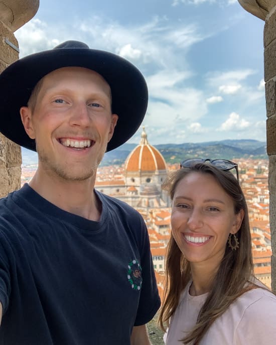 Alex & Victoria selfie fra Palazzo Vecchio-tårnet