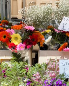 Blomster ved blomstermarkedet på Columbia Road om søndagen