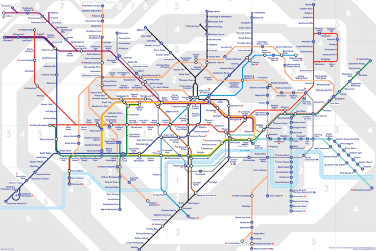Kort over Londons tube-system