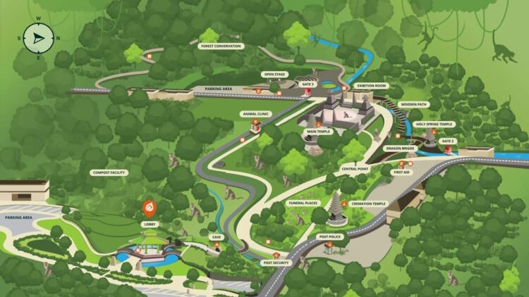 Kort over Ubud Monkey Forest