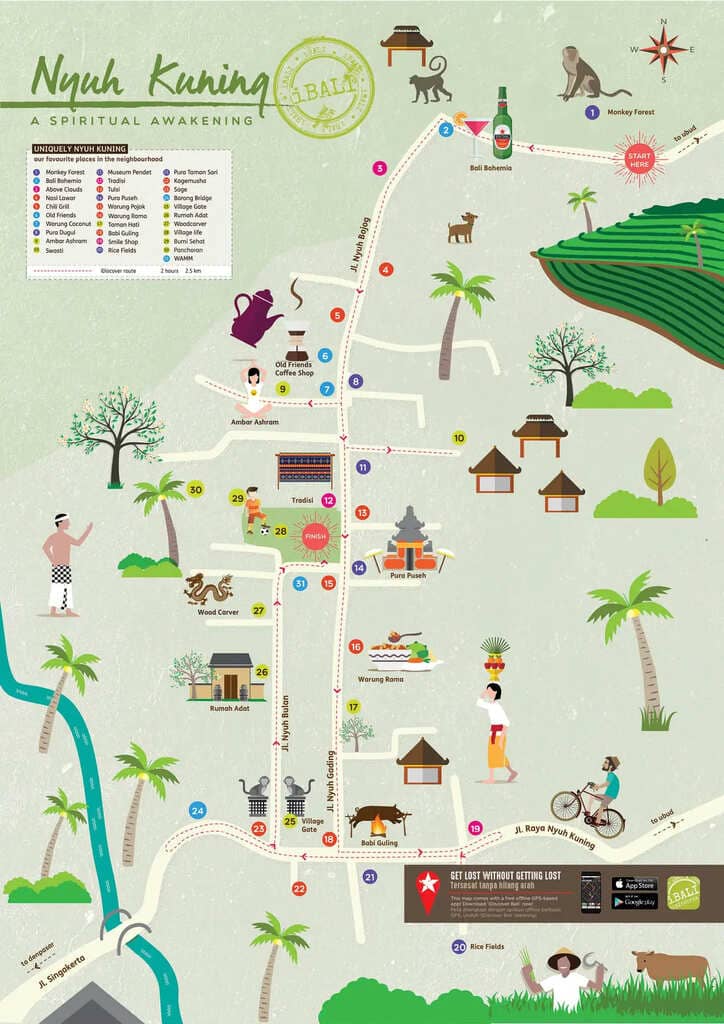 Kort over Nyuh Kuning