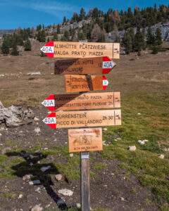 Vandreruter på Prato Piazza-plateauet