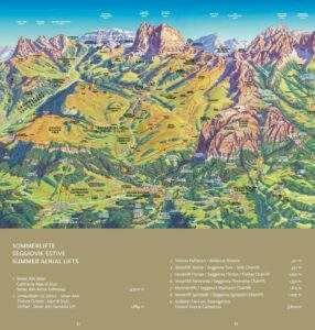 Oversigt over kabelbaner på Alpe di Siusi.